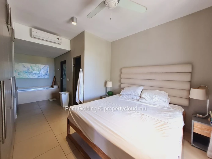 Penthouse PDS à vendre à Bain Boeuf, 230m², 3 chambres, piscine privée, meublé, animaux acceptés. Prix Rs.