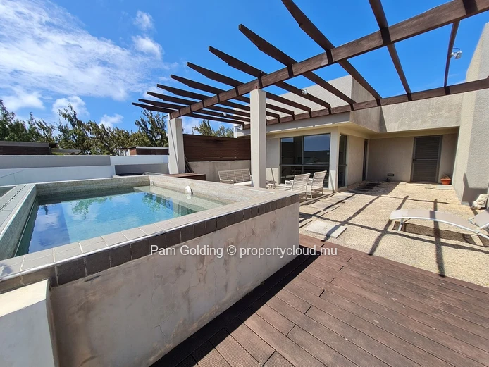 Penthouse PDS à vendre à Bain Boeuf, 230m², 3 chambres, piscine privée, meublé, animaux acceptés. Prix Rs.